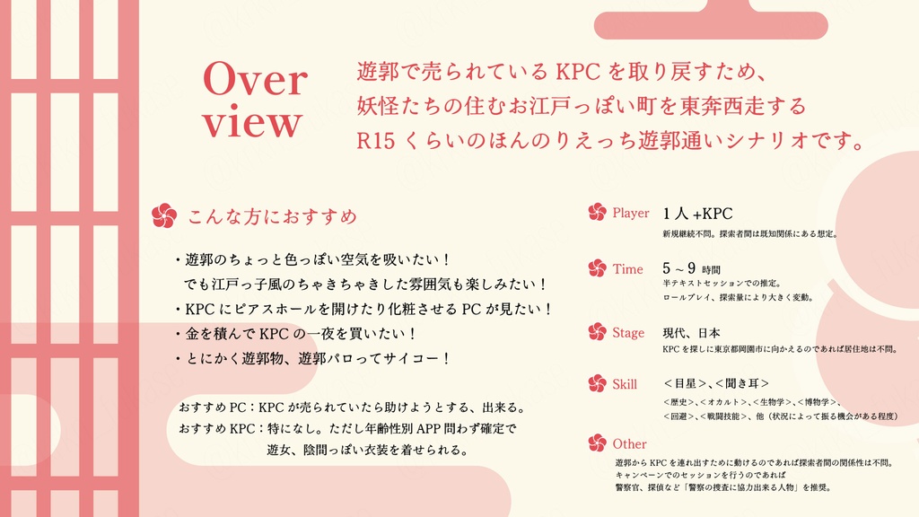 【CoCシナリオ】三日夜に紅を、後朝に落つ【SPLL:E190306】