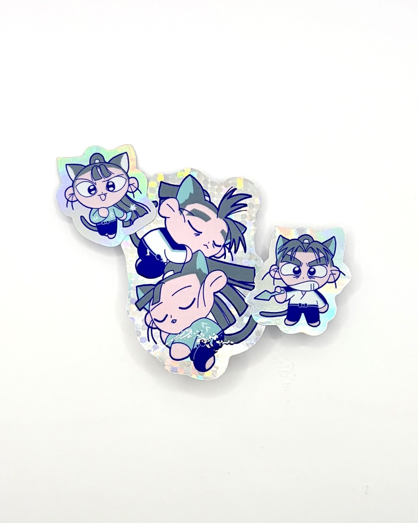 文にゃん仙にゃんステッカー『猫・猫・猫』