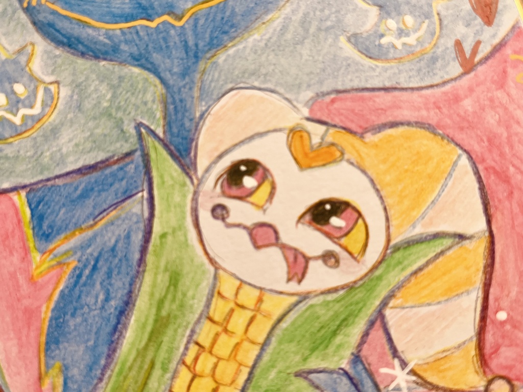 もろこし【色紙】夏を満喫するあくまたち