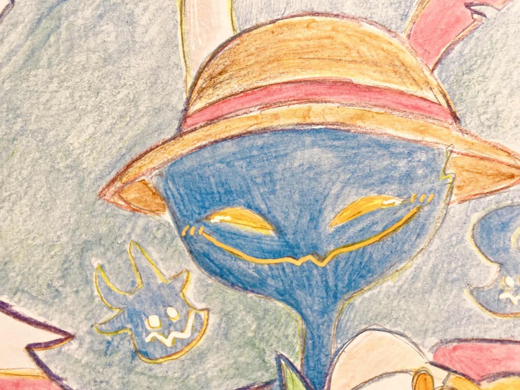 もろこし【色紙】夏を満喫するあくまたち