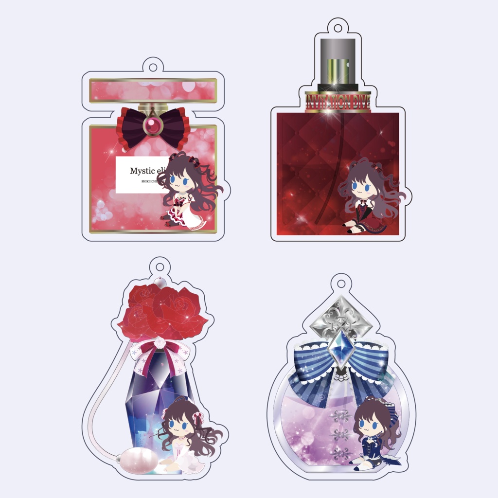 一ノ瀬志希ssr衣装モチーフ香水 アクリルキーホルダー Fragrance Holic Booth