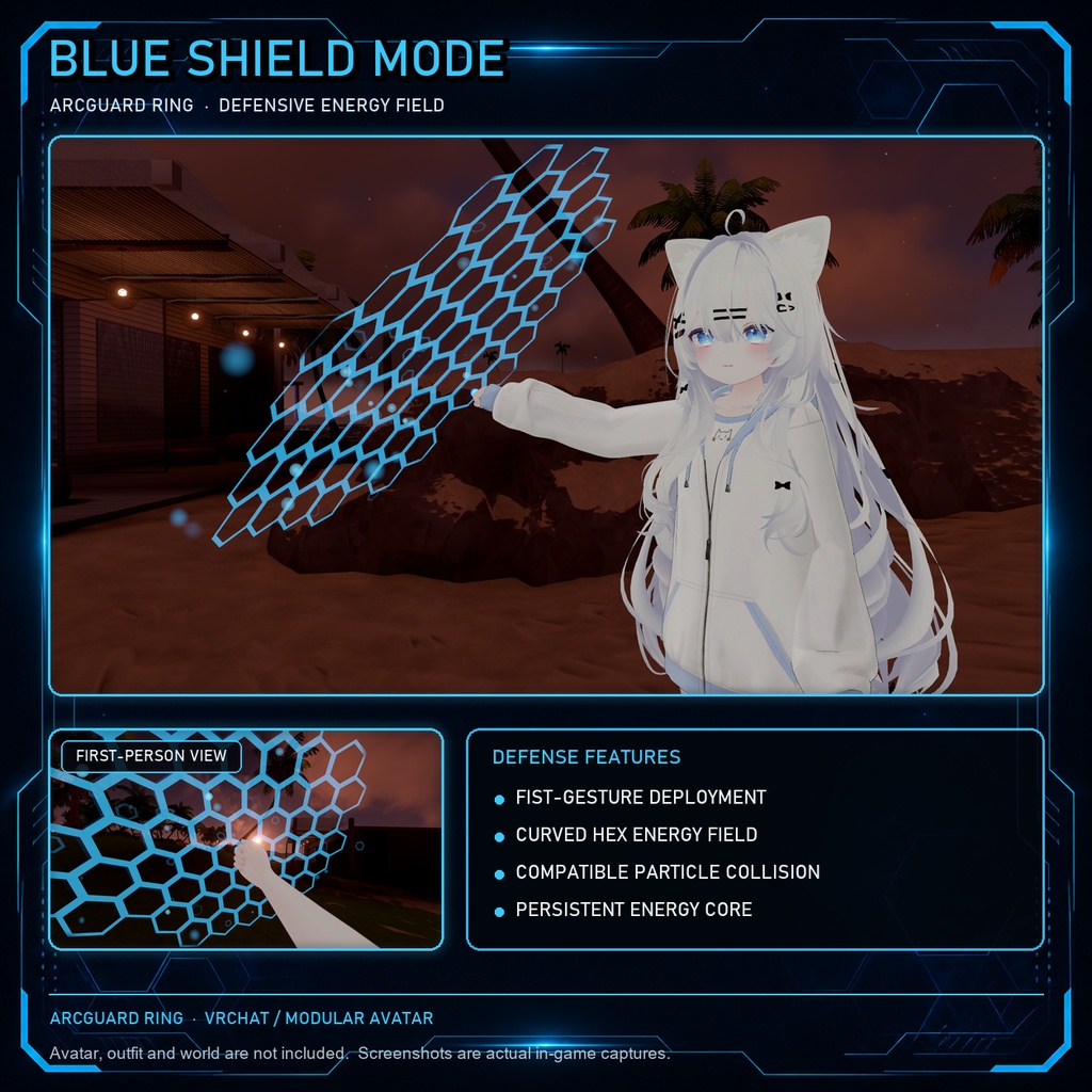 【VRChat / MA対応】Arcguard Ring|シールド&レーザー機能付きリング