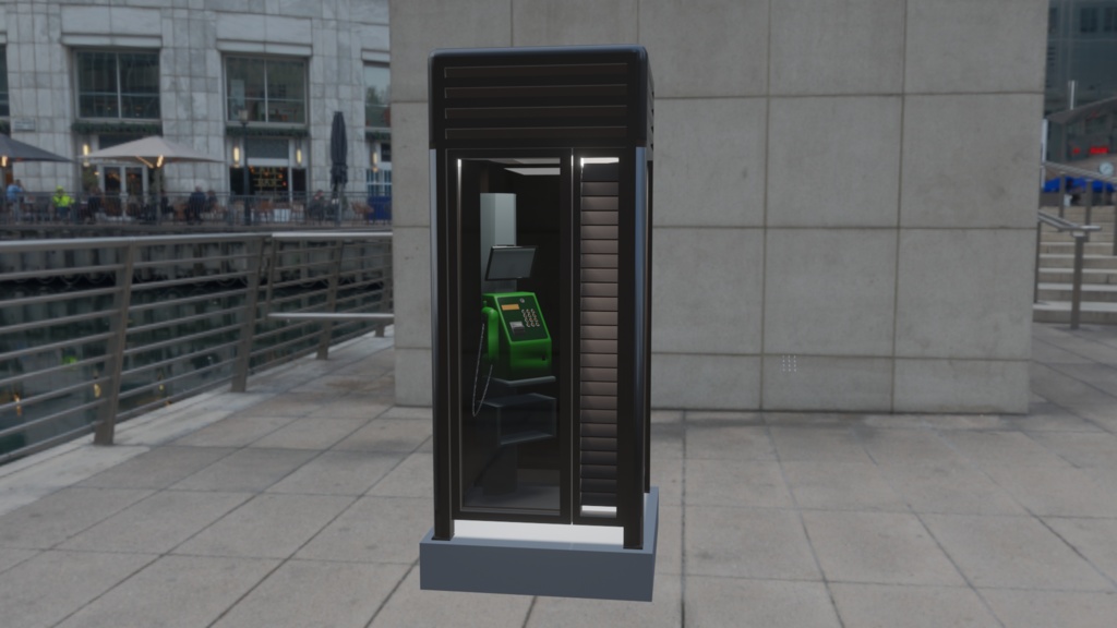 【Blender】今やあまり見かけなくなった公衆電話｜A pay phone that you don't see very often these days.