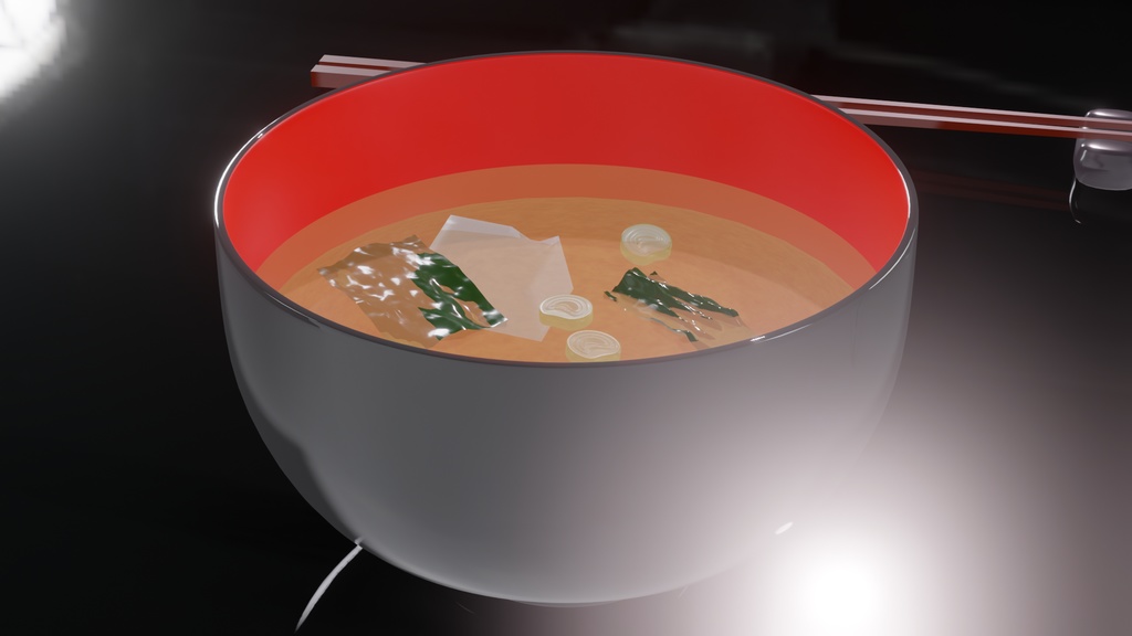 【Blender】味噌汁!|Miso soup!