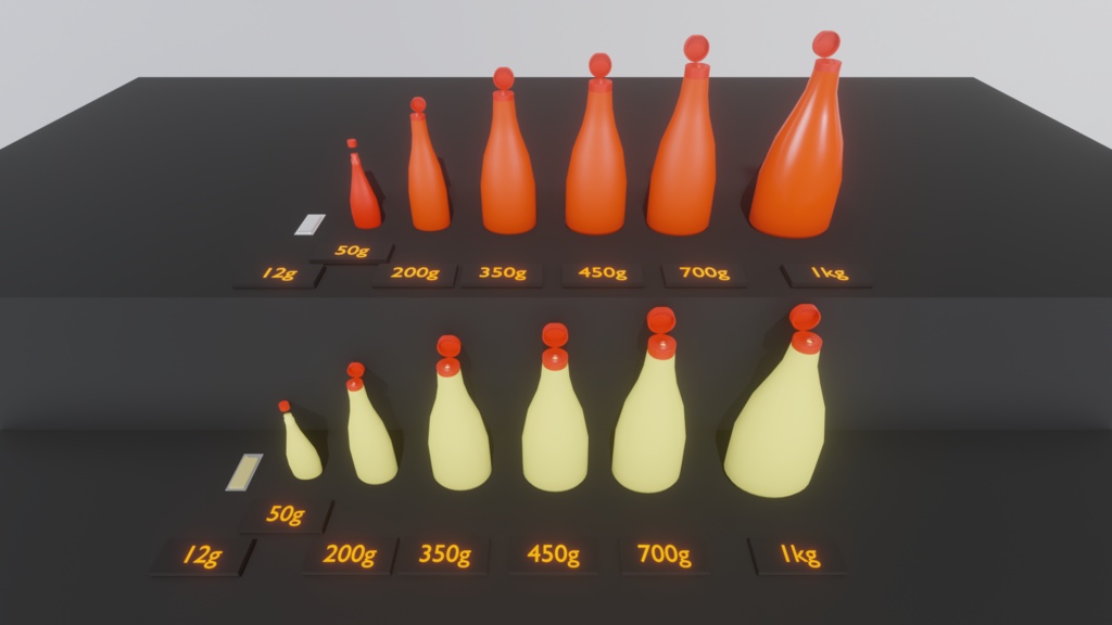 【Blender】マヨーネーズ&ケチャップ、略してマヨケチャ。各種|Mayonnaise & Ketchup, or Mayokecha for short.