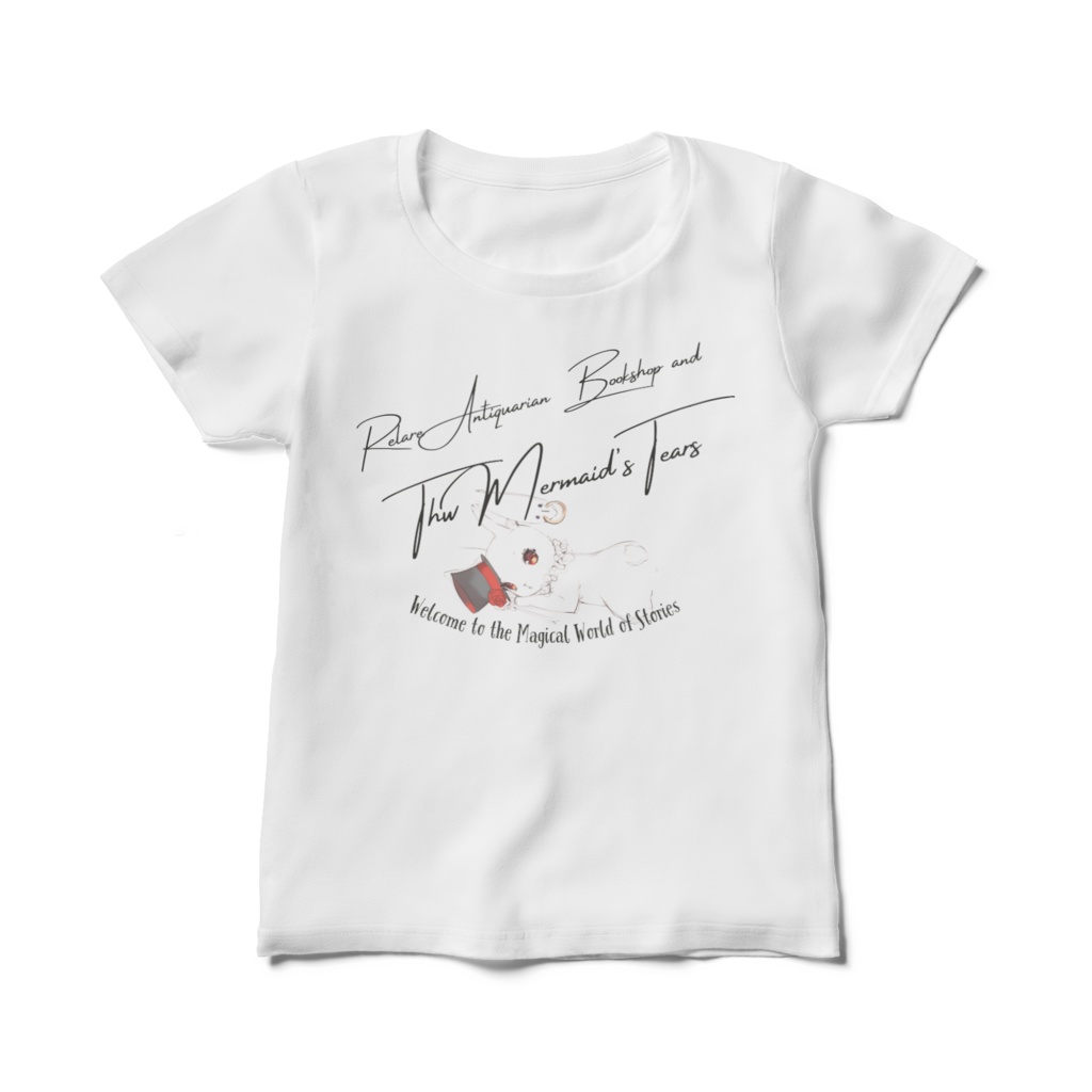 レディース白Tシャツ【レラーレ古書店と人魚の涙】