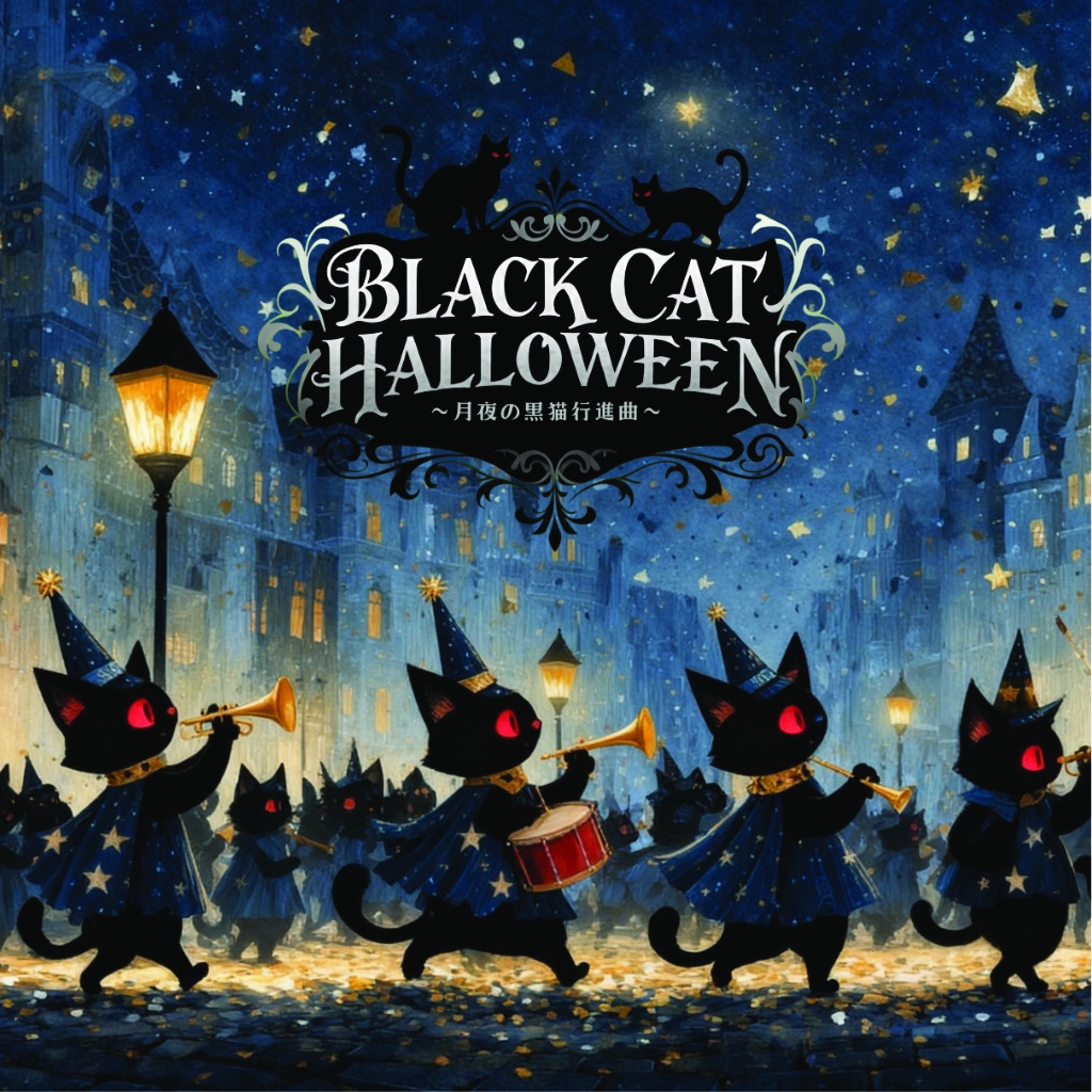音楽が聴けるアクリルジャケット(NFTランダム5点セット)【THE BLACK CAT HALLOWEEN PARADE】