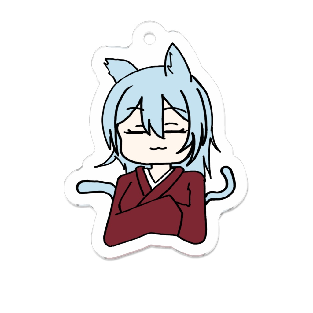 猫又腕組みアクリルキーホルダー