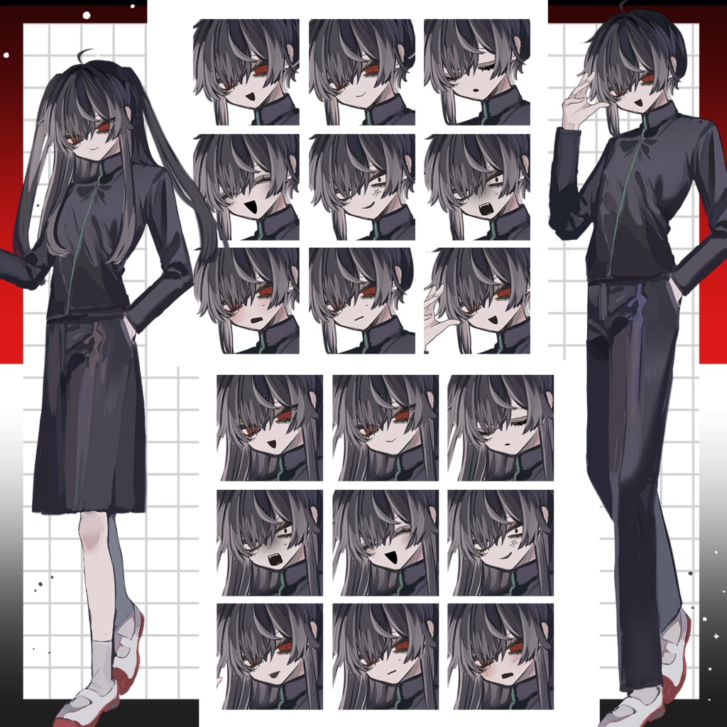 【全身立ち絵素材】中性的・学生服【フリー素材】