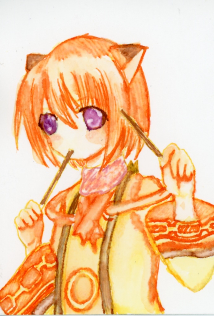 【ATCサイズ】ネコマタ・杏のラクガキ【1点もの原画】