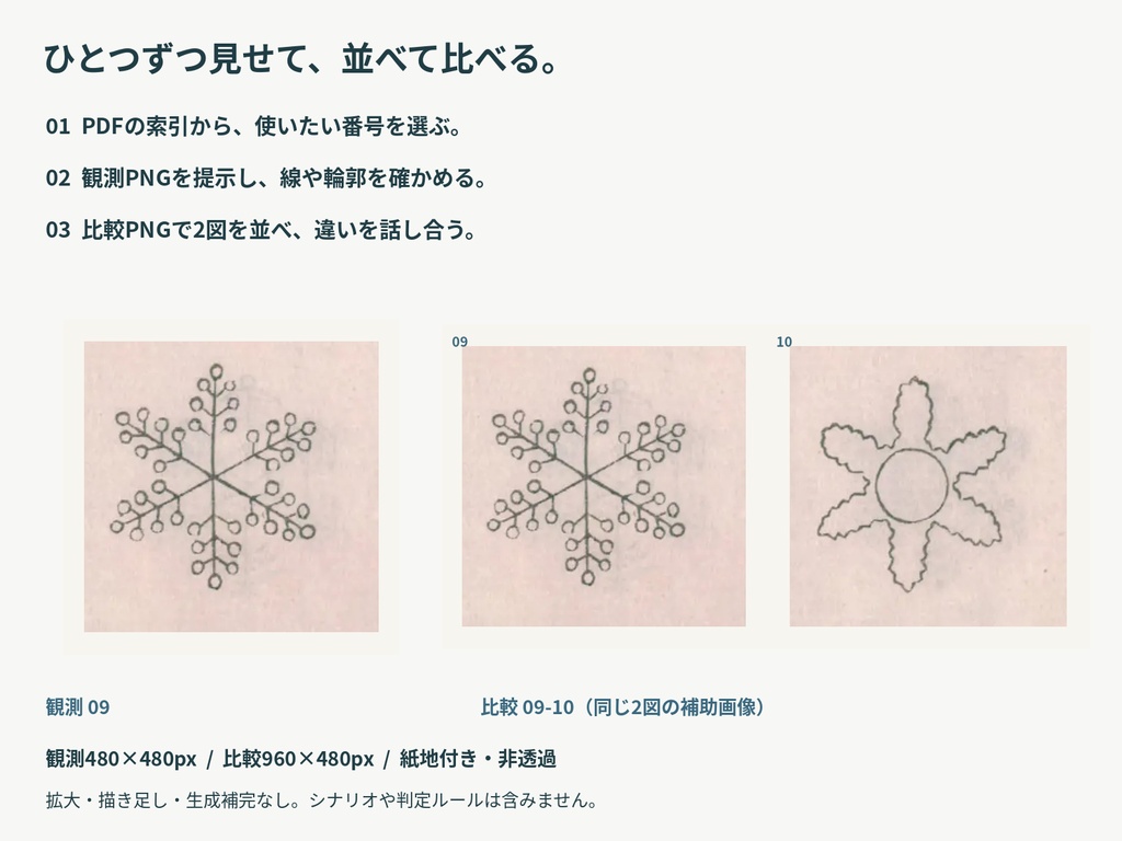 雪の結晶の観測|TRPG用 12の結晶図と比較画像 増強版