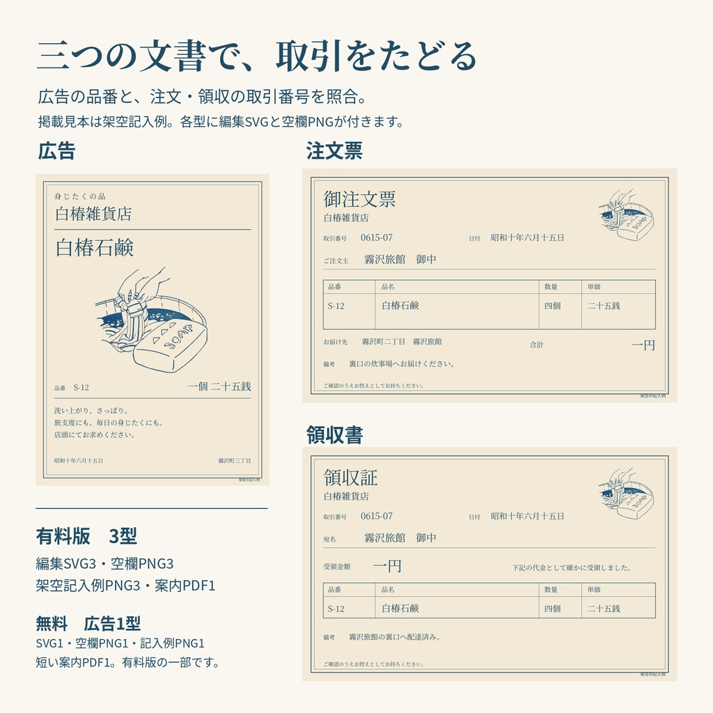 昭和商店の広告と取引資料
