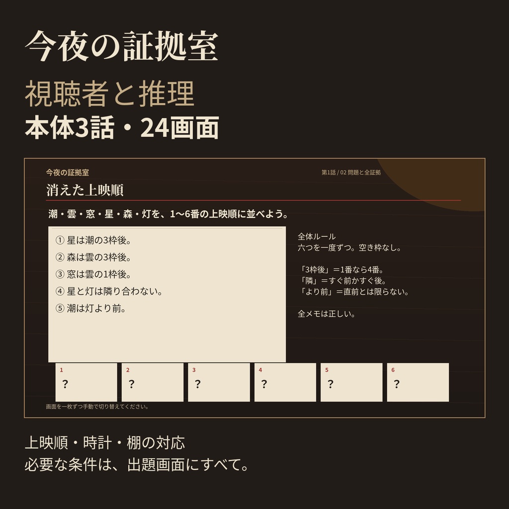 今夜の証拠室|視聴者と解く図解推理3本セット