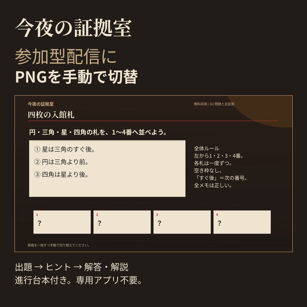 今夜の証拠室|視聴者と解く図解推理3本セット