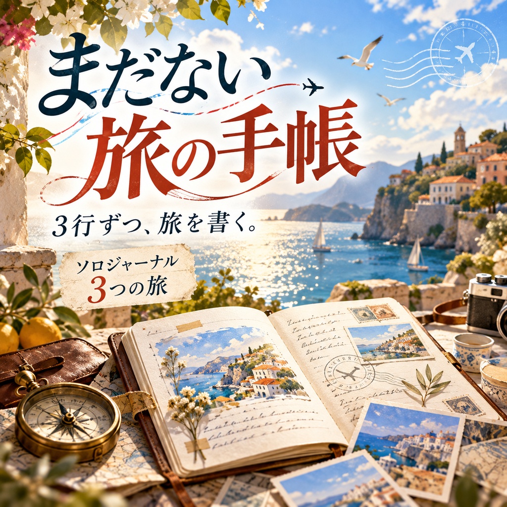 【ひとり用・書いて遊ぶ物語】まだない旅の手帳｜3行ずつ綴るソロジャーナル3旅
