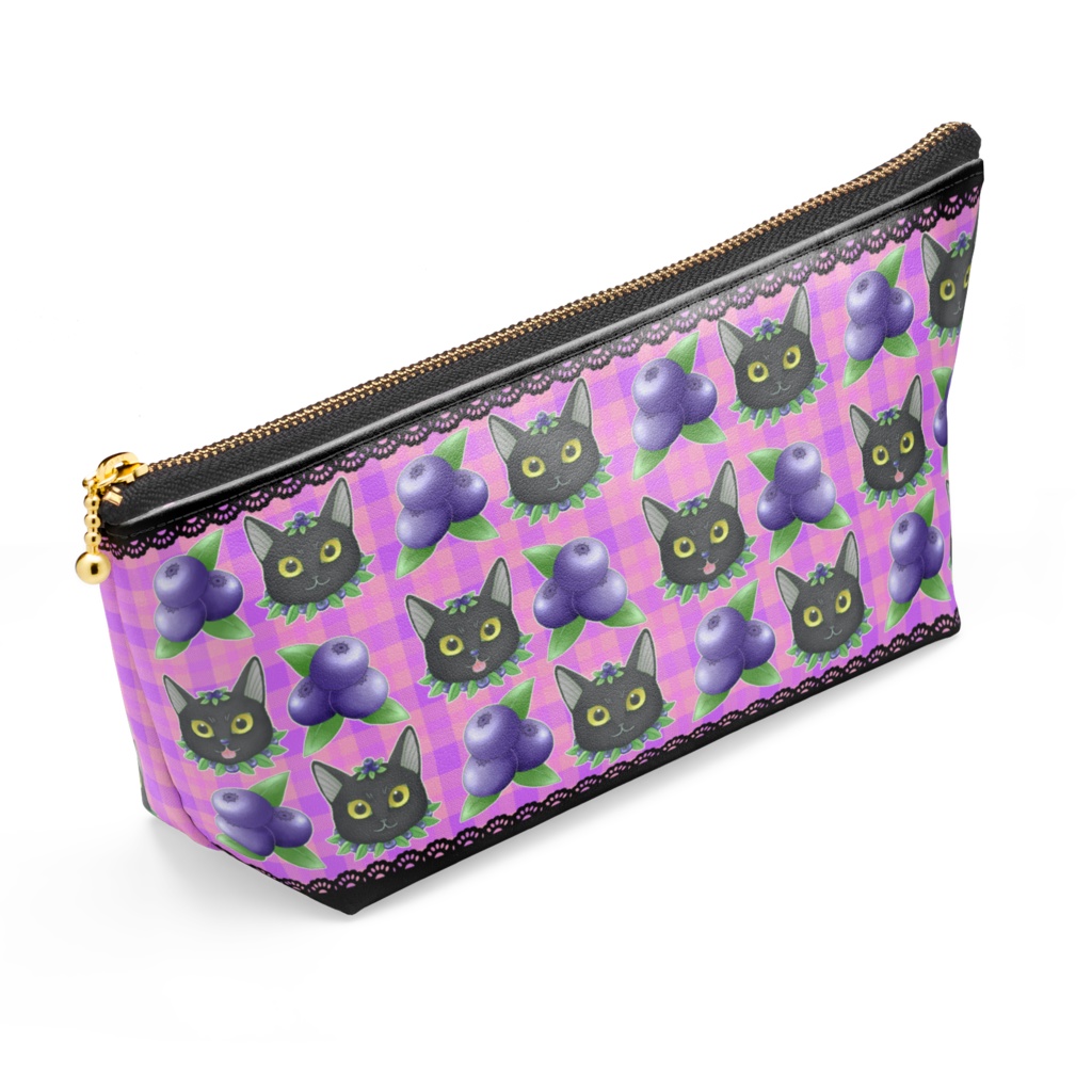 ポーチ【ブルーベリーと猫】