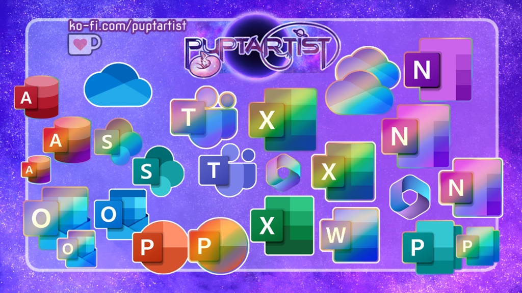 Microsoft 365 Suite Rainbow and Outlined desktop icons