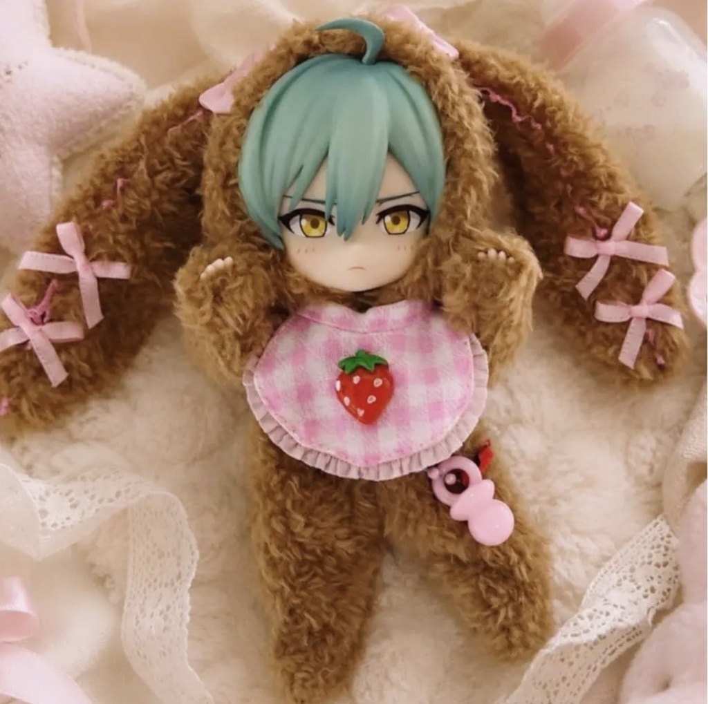 ねんどろいどどーる・オビツ11 いちごチョコベビーたれ耳着ぐるみ3点セット