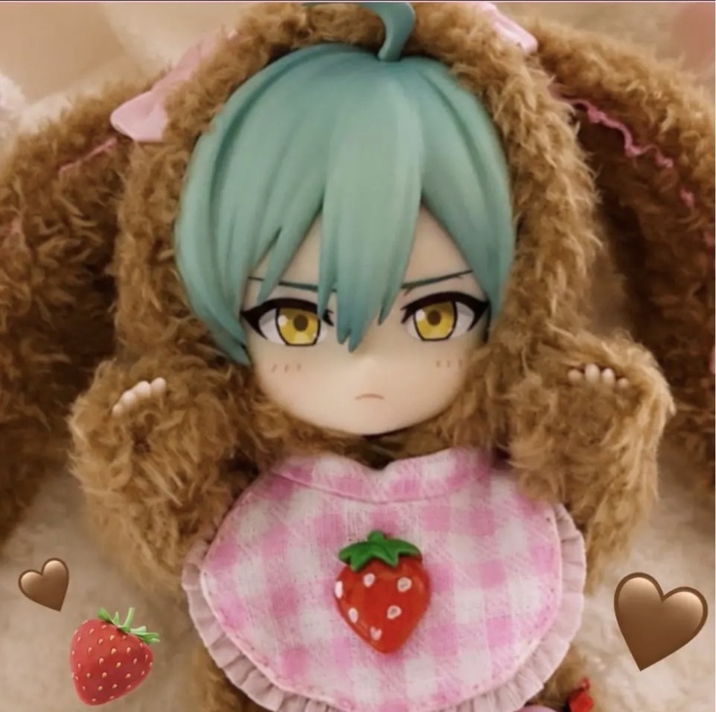 ねんどろいどどーる・オビツ11 いちごチョコベビーたれ耳着ぐるみ3点セット