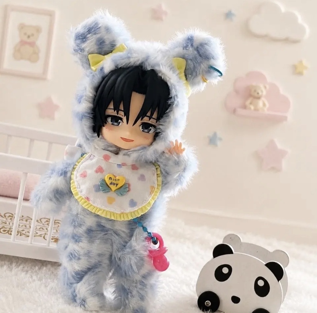 ねんどろいどどーる・オビツ11 水色ヒョウ柄バブポップくま着ぐるみ3点セット/Nendoroid Doll / OB11 Kigurumi Outfit