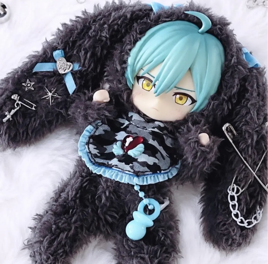 ねんどろいどどーる•オビツ11 ブラックグレーたれ耳3点セット