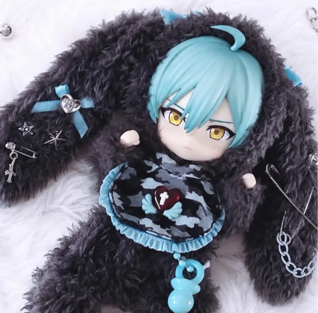 ねんどろいどどーる•オビツ11 ブラックグレーたれ耳3点セット