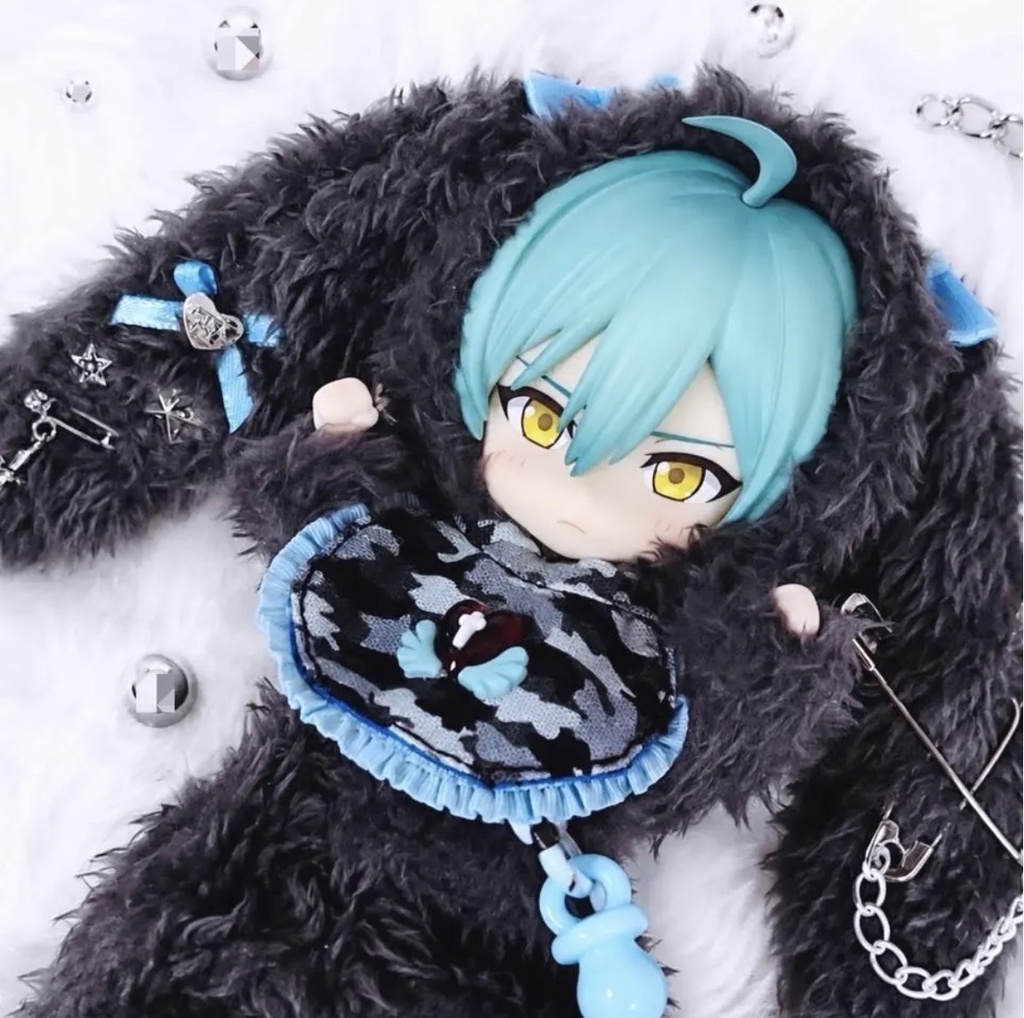 ねんどろいどどーる•オビツ11 ブラックグレーたれ耳3点セット