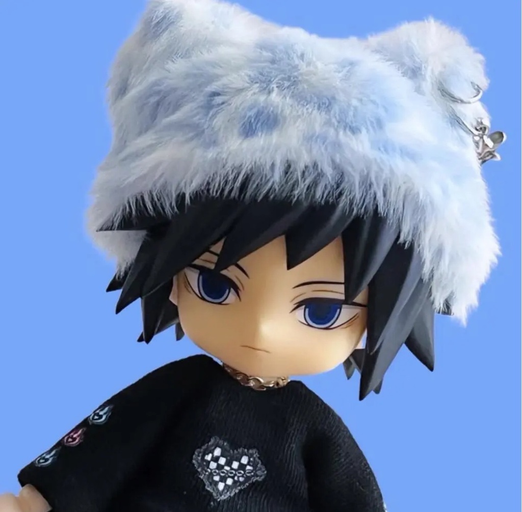 猫耳ファー帽子【水色】ねんどろいどどーる•オビツ11