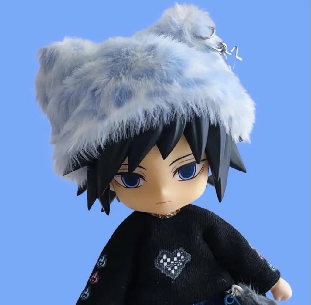猫耳ファー帽子【水色】ねんどろいどどーる•オビツ11