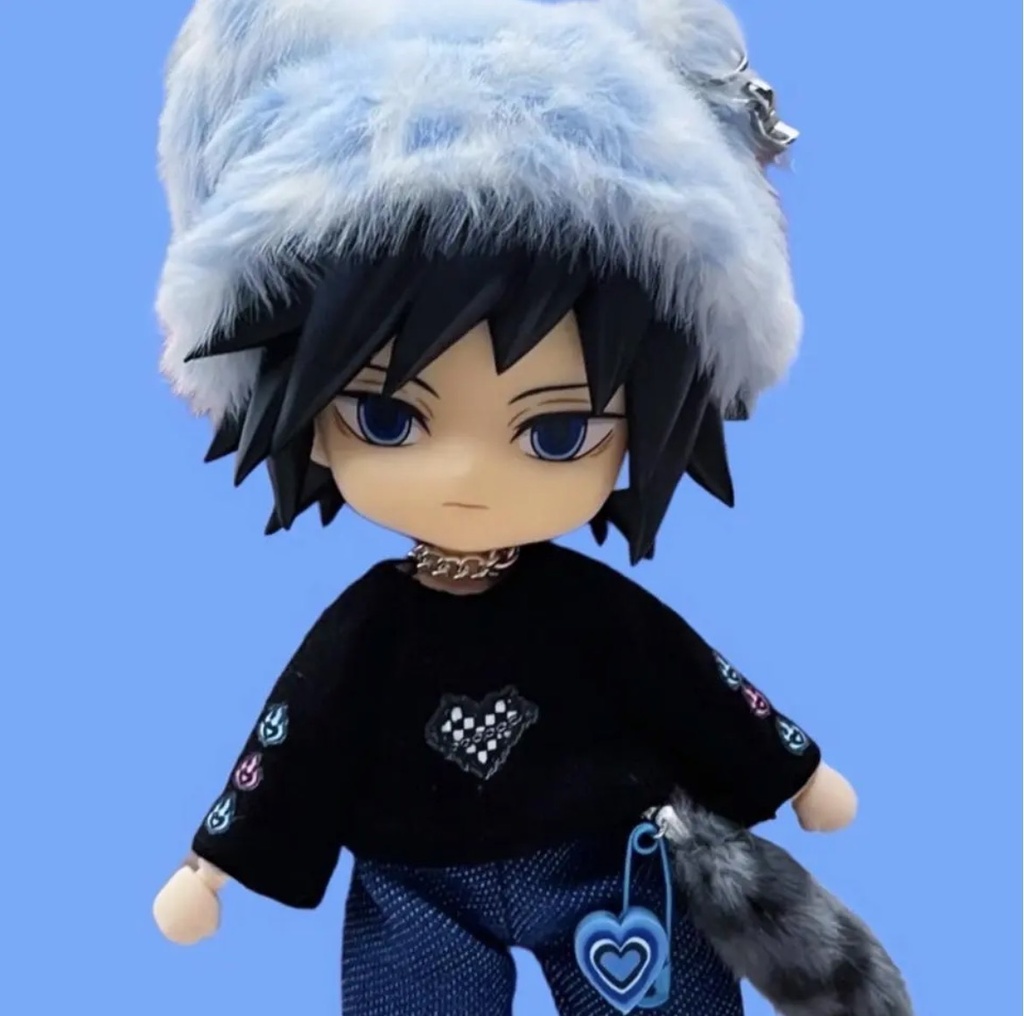 猫耳ファー帽子【水色】ねんどろいどどーる•オビツ11