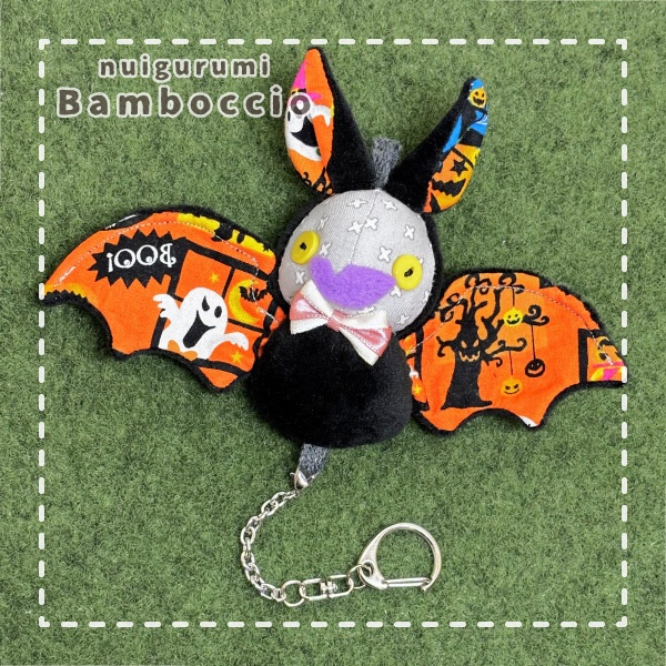 [ミニぬいぐるみ] ハロウィン黒こうもり 瞳：イエロー