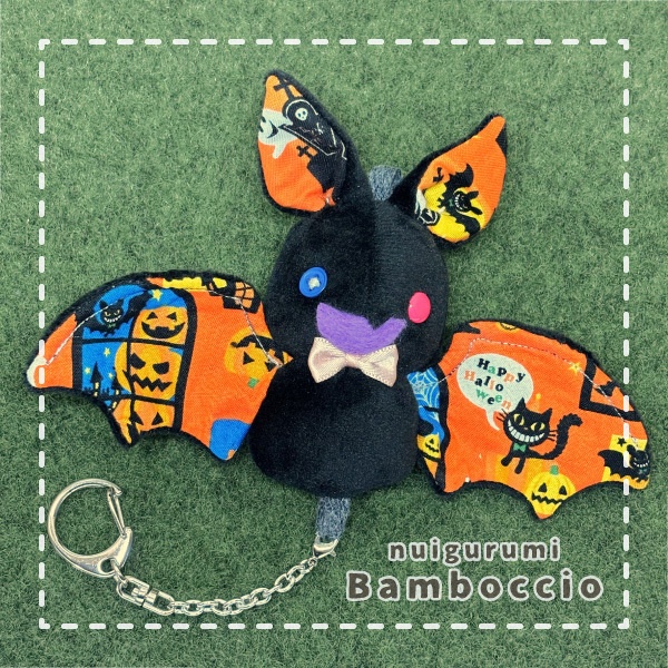 [ミニぬいぐるみ] ハロウィン黒こうもり 瞳：オッドアイ
