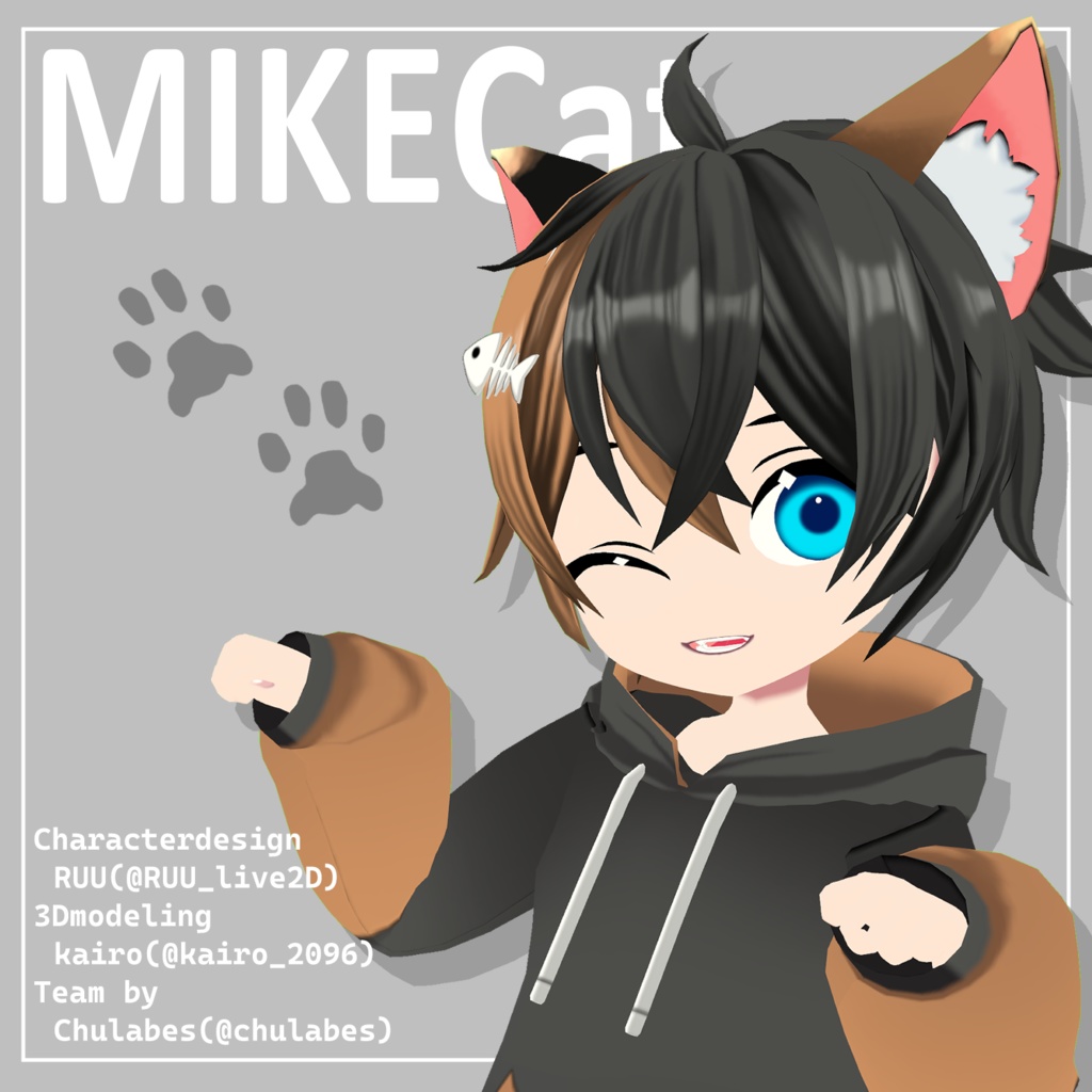 オリジナル3Dモデル「Mikecat - 三毛猫モデル」