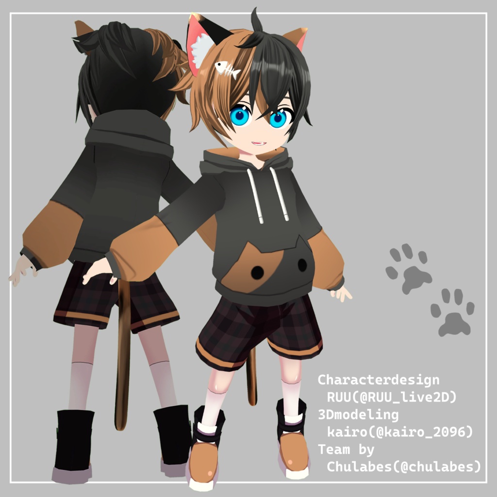 オリジナル3Dモデル「Mikecat - 三毛猫モデル」