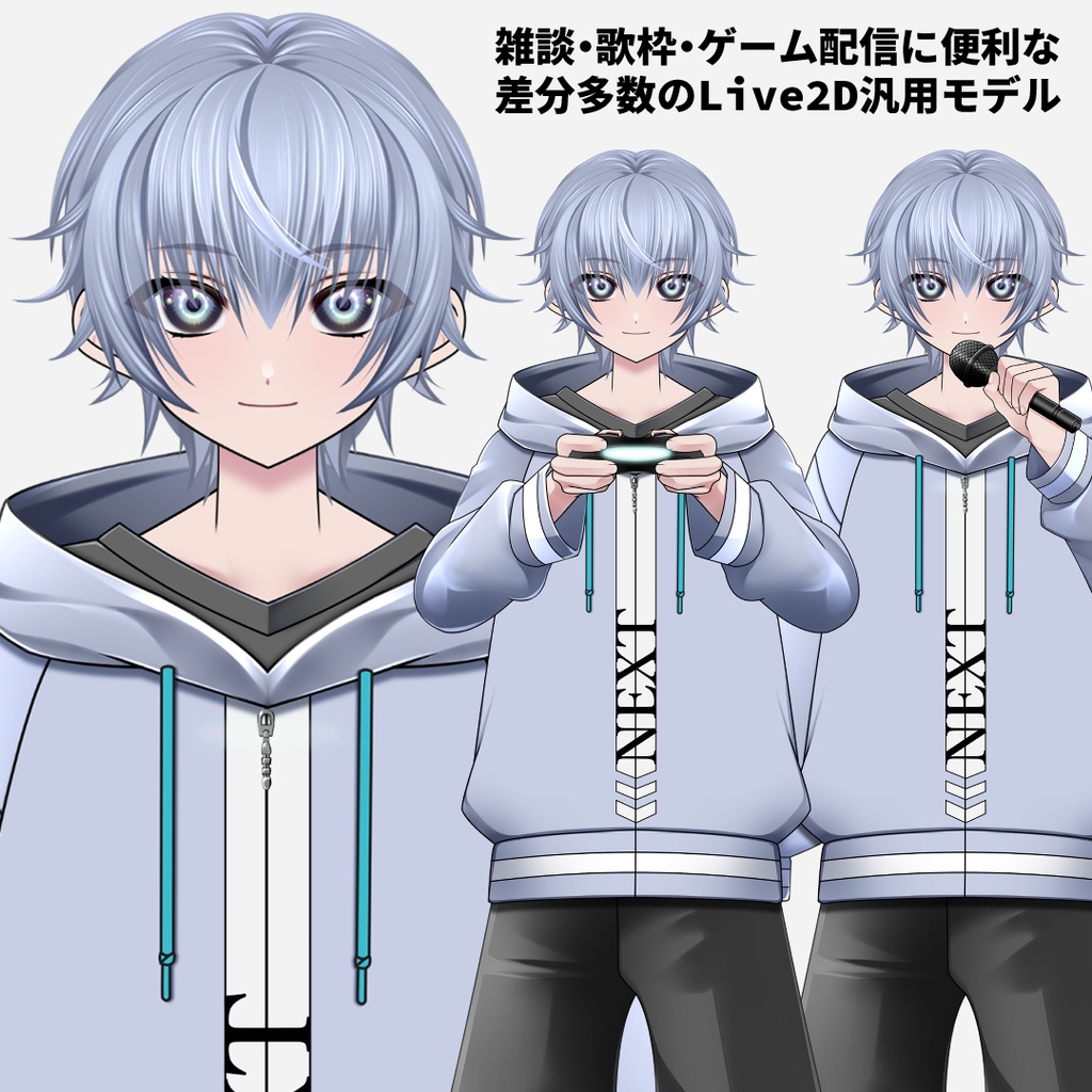 【live2D汎用】Vtuberモデル 雑談 歌枠 ゲーム配信に便利な差分色々 NEXT君