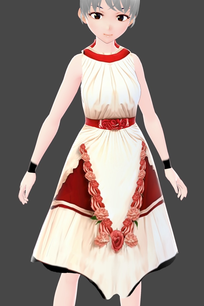 Vroid. Elegant dress. Floral pattern. High quality texture.