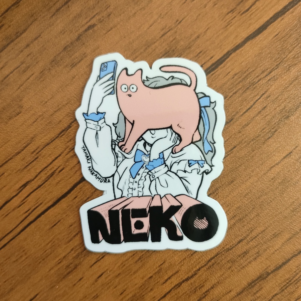 【小】自撮りをジャマするNEKO ダイカットステッカー