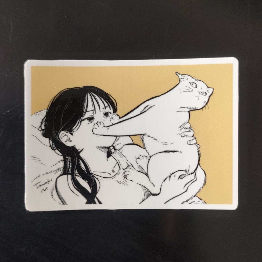 『だっこしたい女の子とだっこされたくない猫』ステッカー
