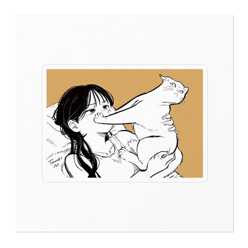 『だっこしたい女の子とだっこされたくない猫』ステッカー