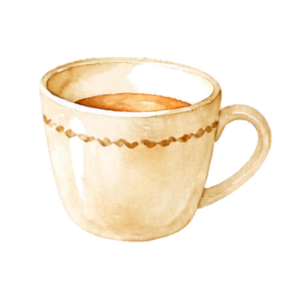 水彩カフェのデジタルペーパー|クロワッサン・コーヒー|シームレス背景素材 5色セット+ステッカー