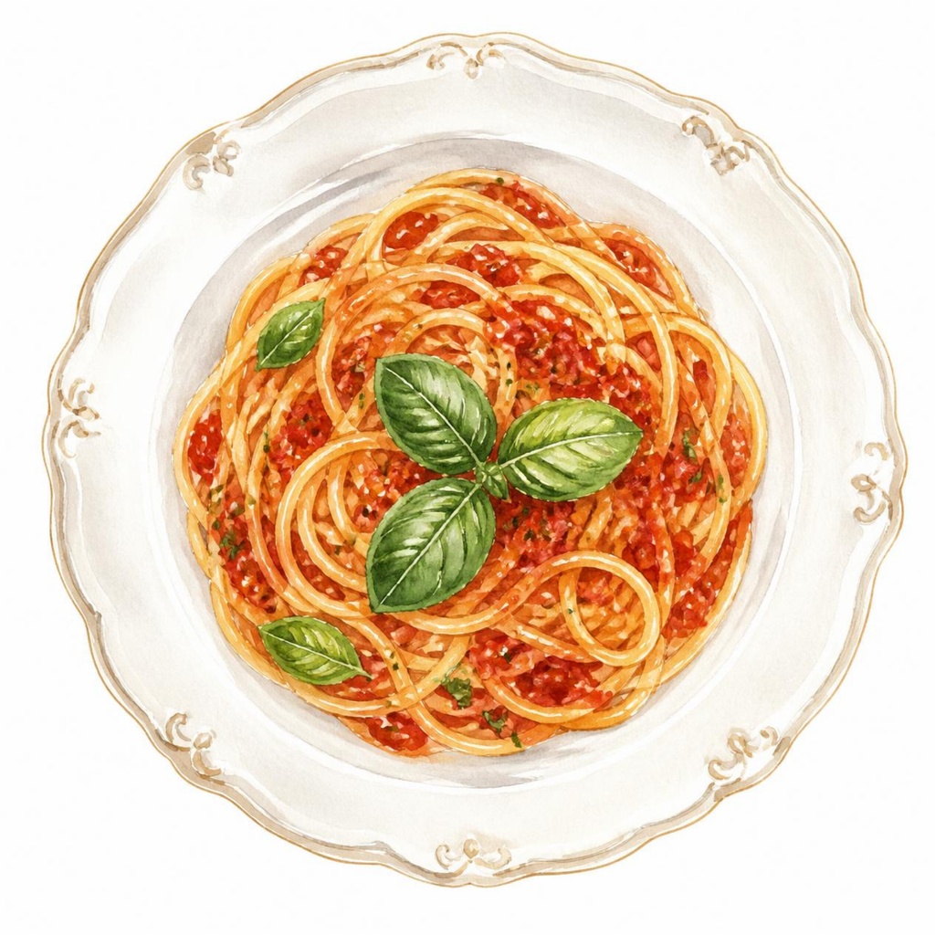 パスタ・カフェ・水彩|デジタルペーパー&シームレス背景素材 5色セット+ステッカー