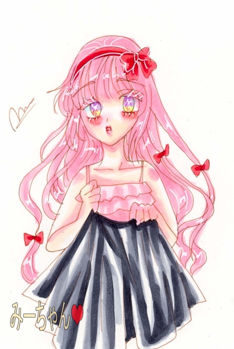 SECHS(ゼックス)１*『みーちゃん』(原画：ポストカードサイズ)。