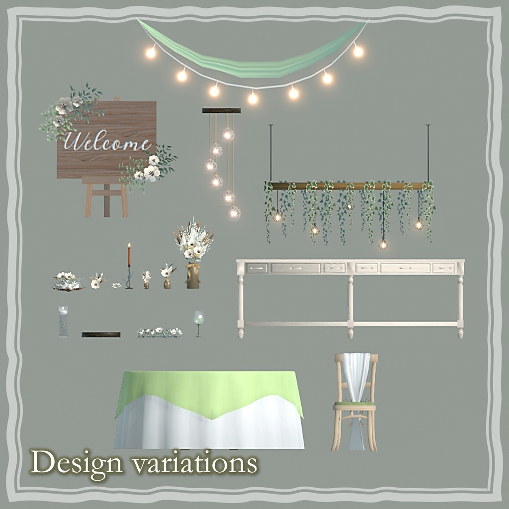 【3Dモデル】ナチュラルパーティー家具(18点)