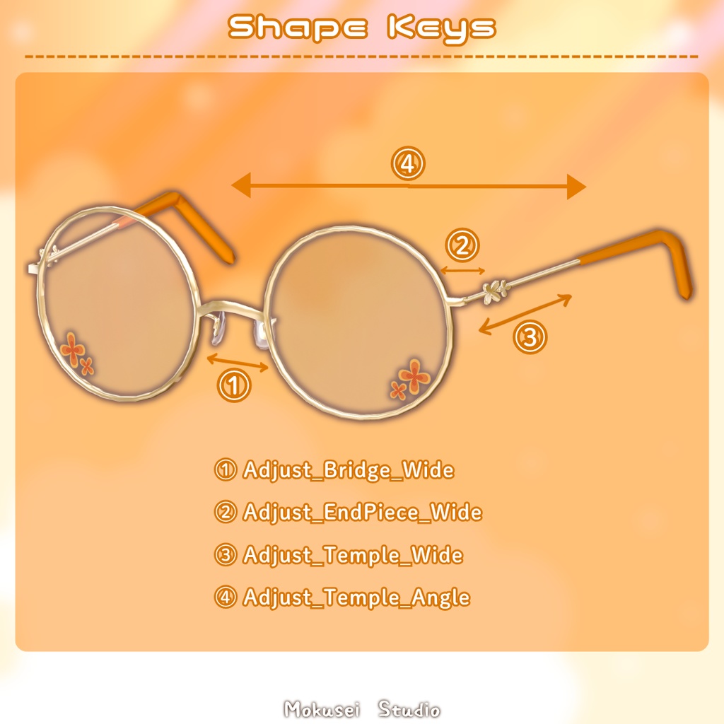 【3Dモデル・無料配布】金木犀モチーフ眼鏡(1点)