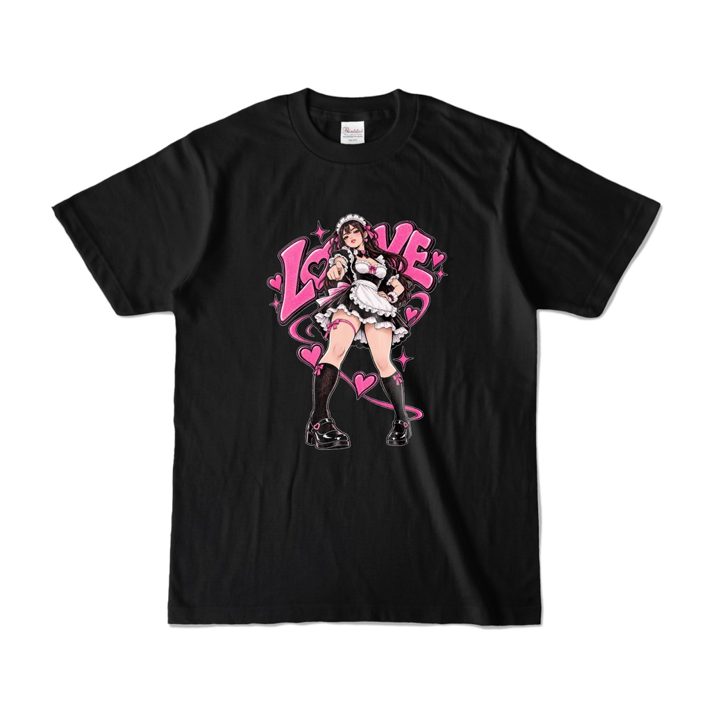 LOVE MAID｜強気メイド レトロ漫画Tシャツ