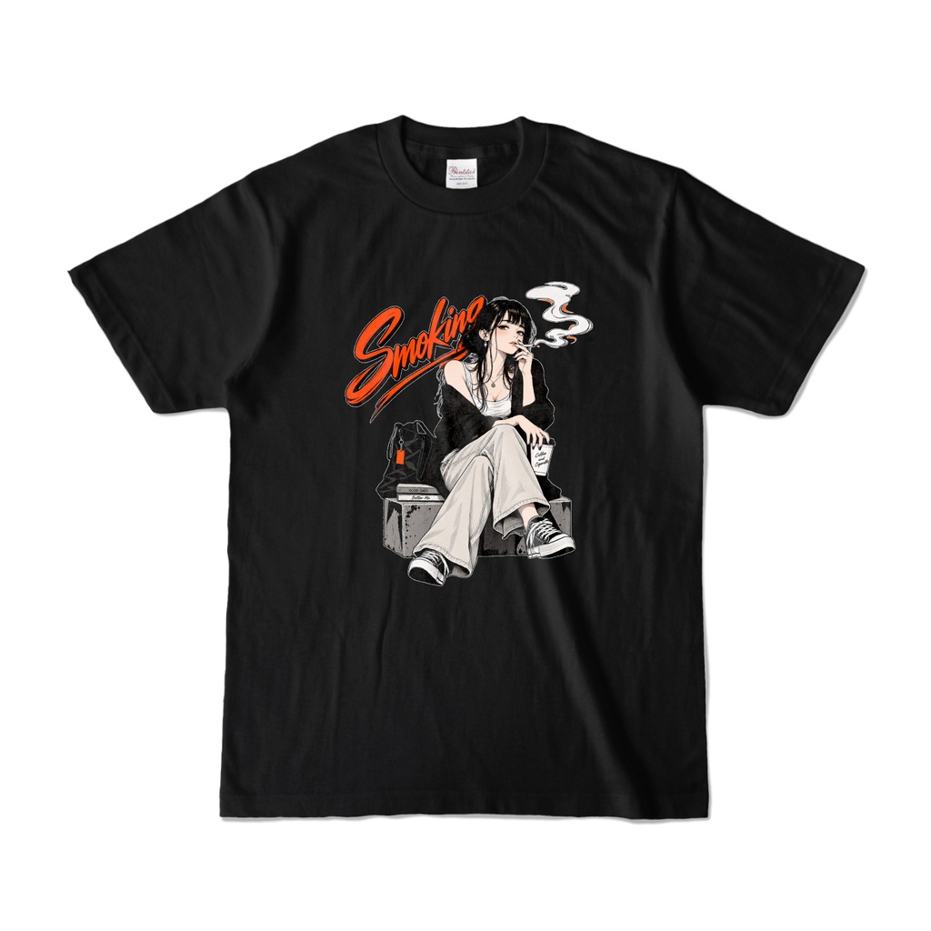 Smoking Girl — Retro College Style T-Shirt