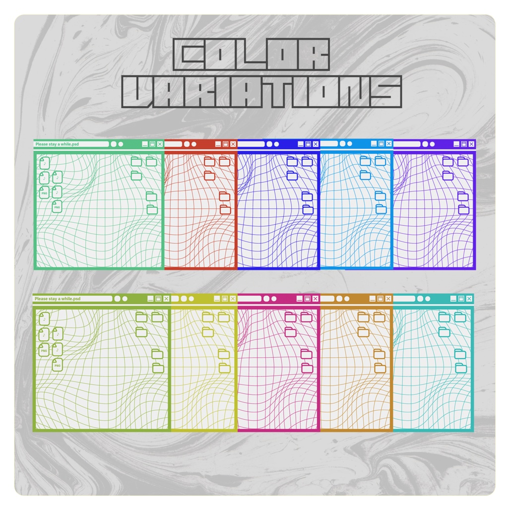 【IRIAM向け】ウィンドウUI風 配信画面素材|PNG(置くだけ)|全11色|商用可