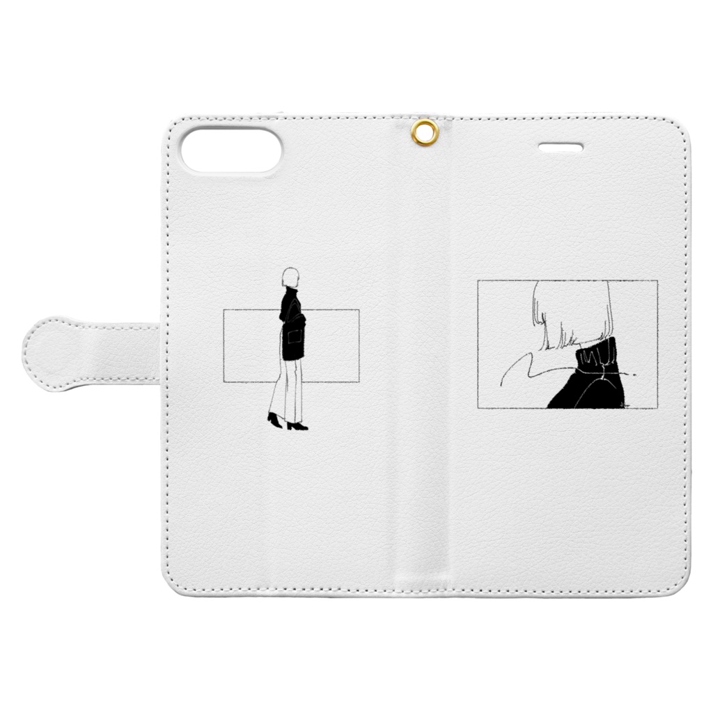 girl-B【手帳型iPhoneケース】白