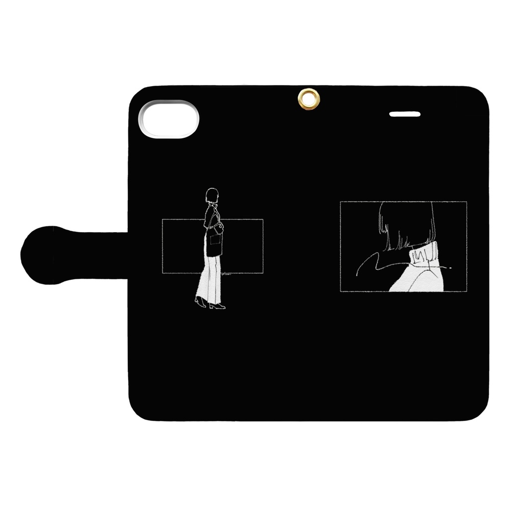 girl-B【手帳型iPhoneケース】黒 ※商品説明必読