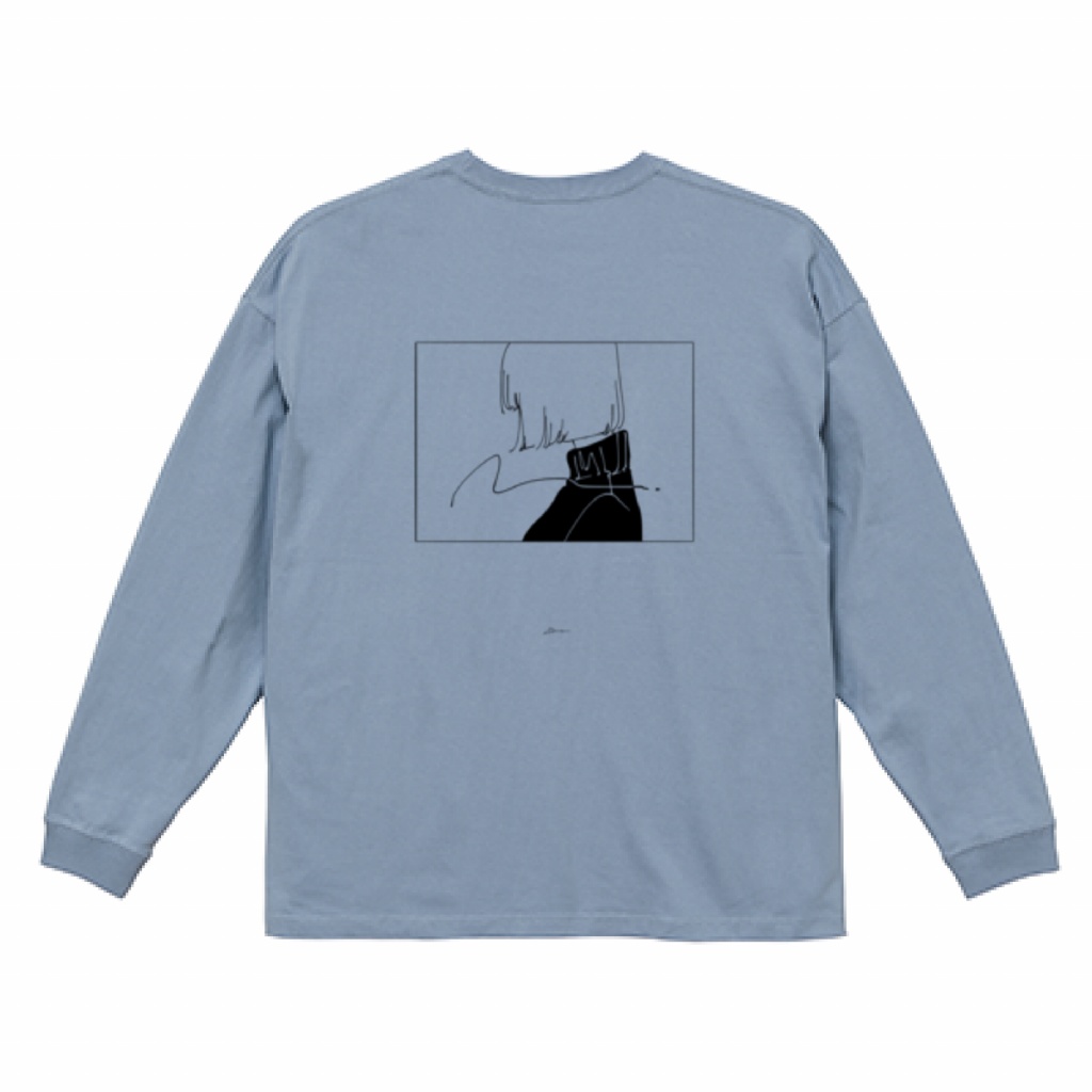 girl-B【ビッグシルエットTシャツ】ホワイト/アッシュブルー(裏面のみ)